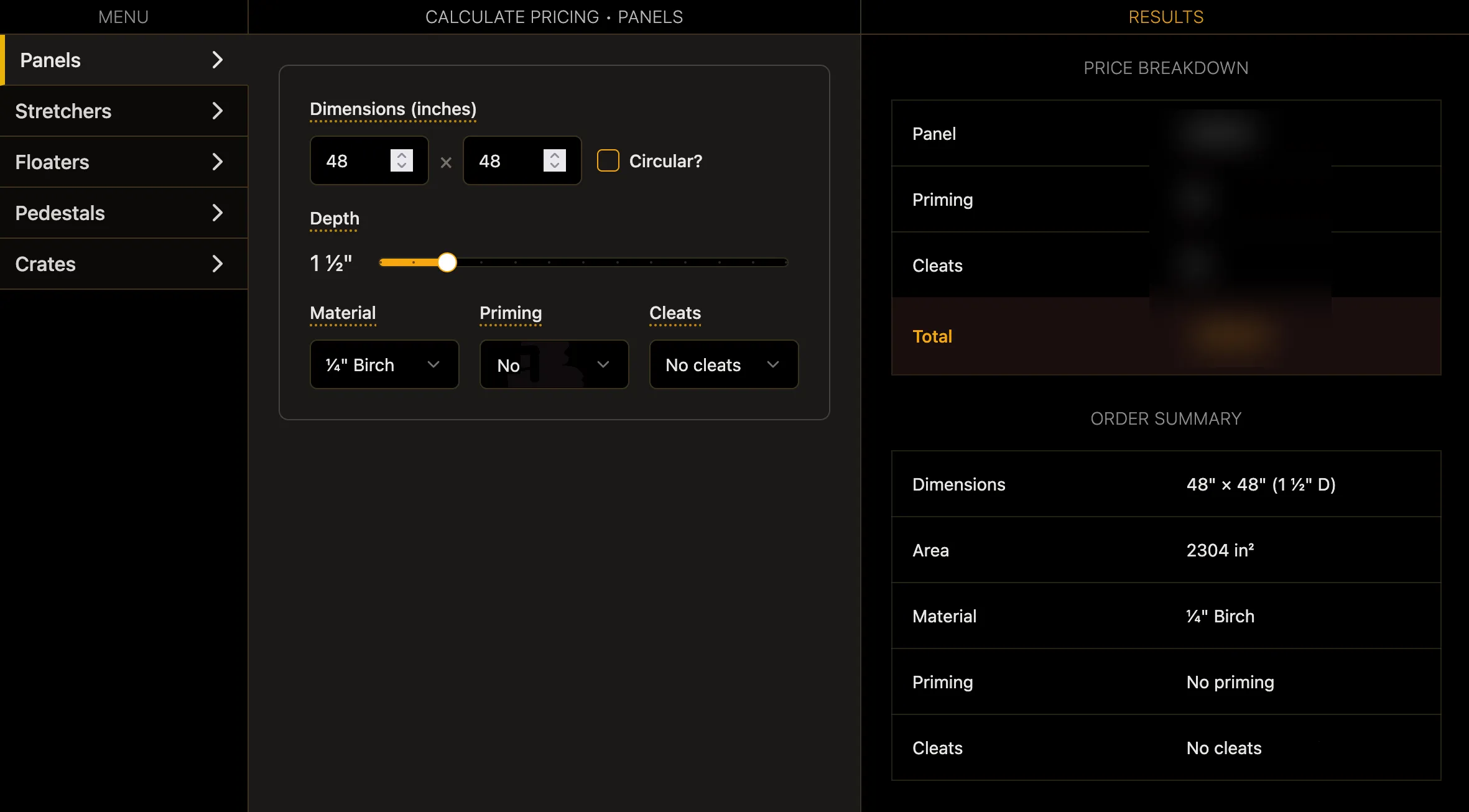 A screenshot of the Barronarts calculator